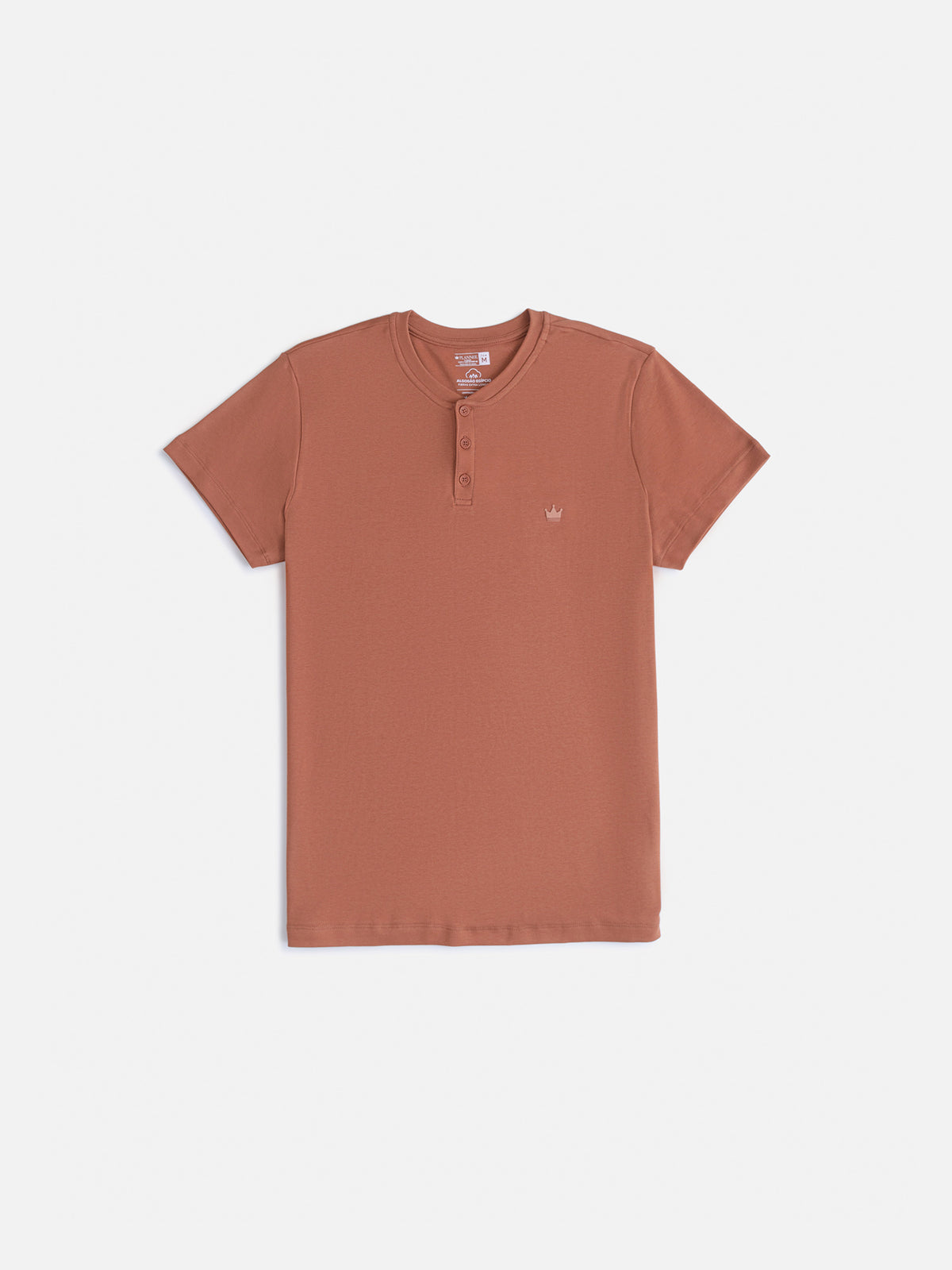 Brown Egyptian Suedine Henley Shirt
