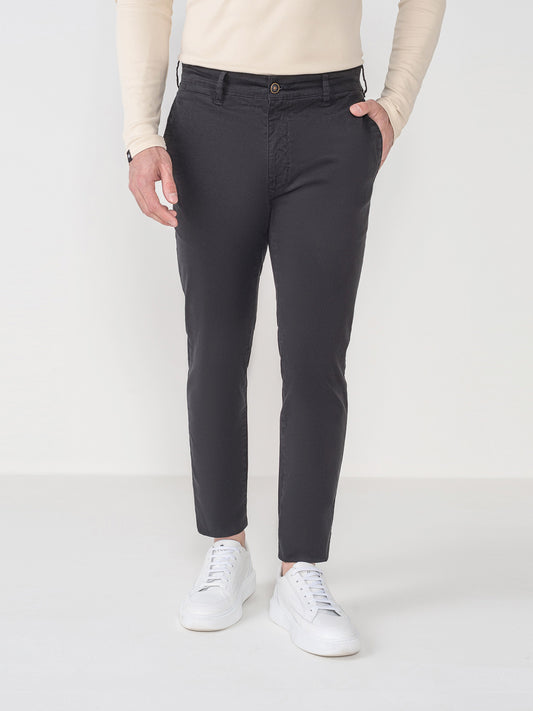 Black Skinny Chino Twill Pants