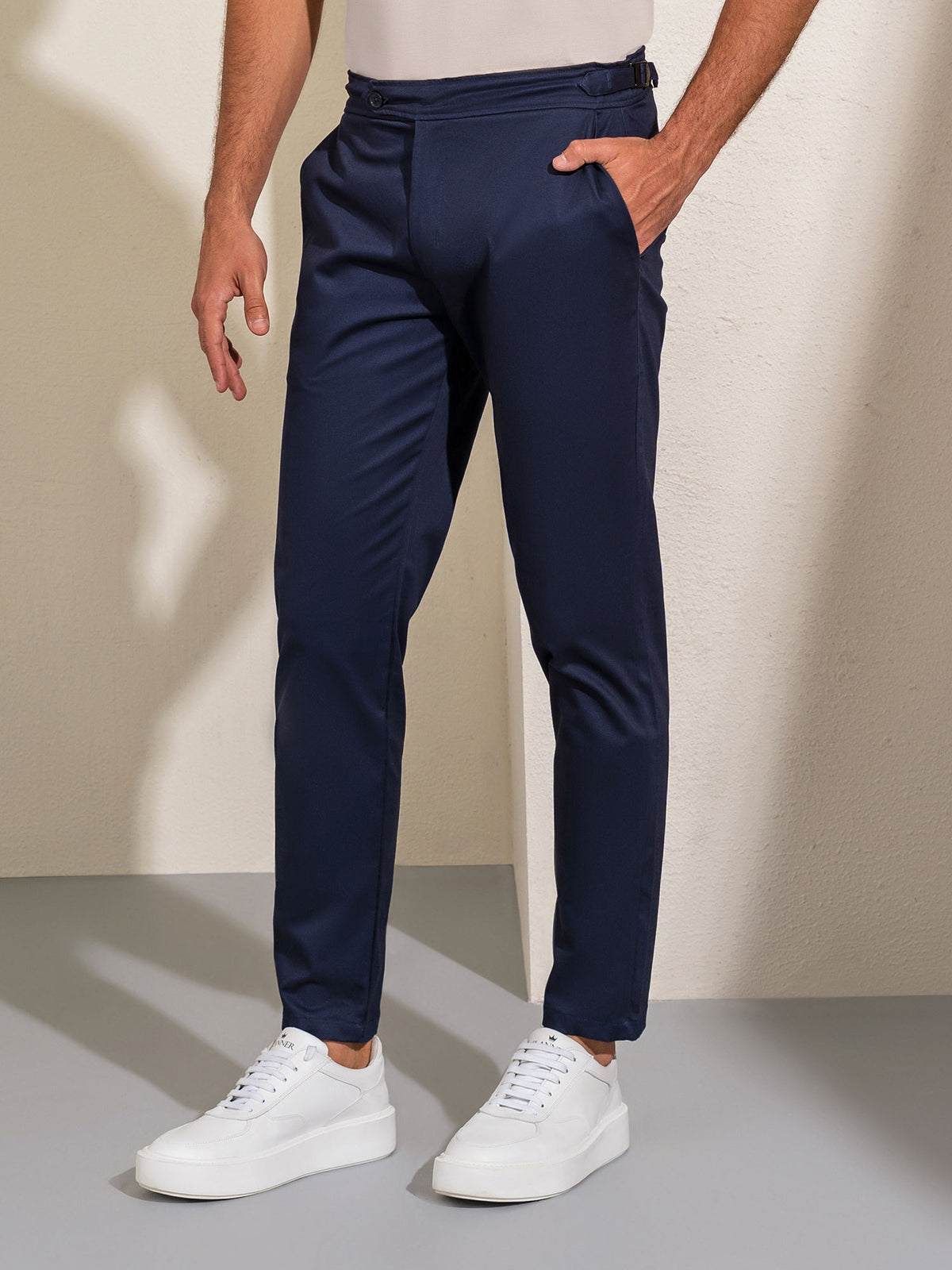 Navy Valentino Skinny Twill Pants