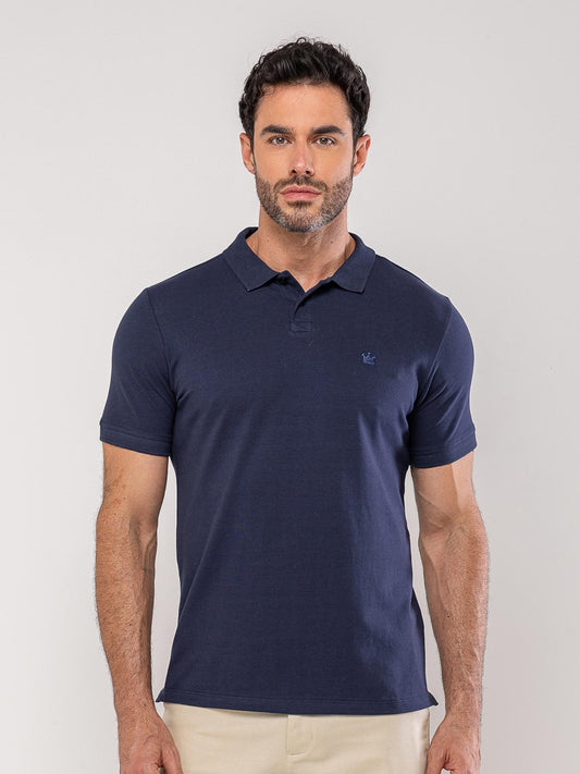 Dark Blue Pique Polo Shirt