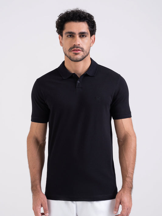 Black Pique Polo Shirt